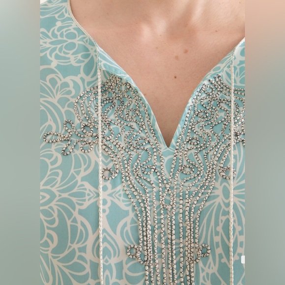 Chico’s Embellished Mirrored Scroll-Print Blouse - Picture 4 of 9